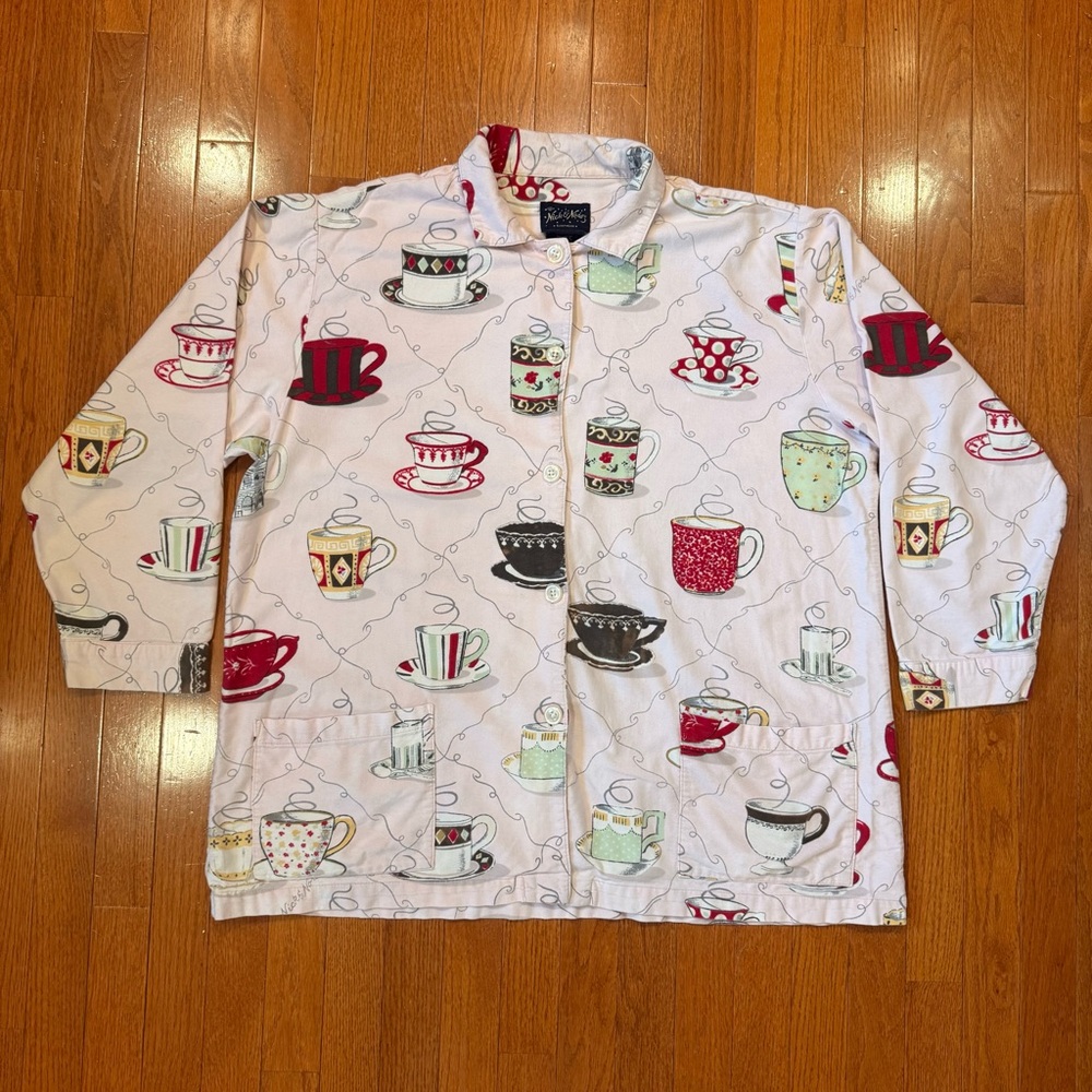 Vintage Nick & Nora Women’s XXL Cozy Cups Pajama Top Dark Tag Shirt Flannel